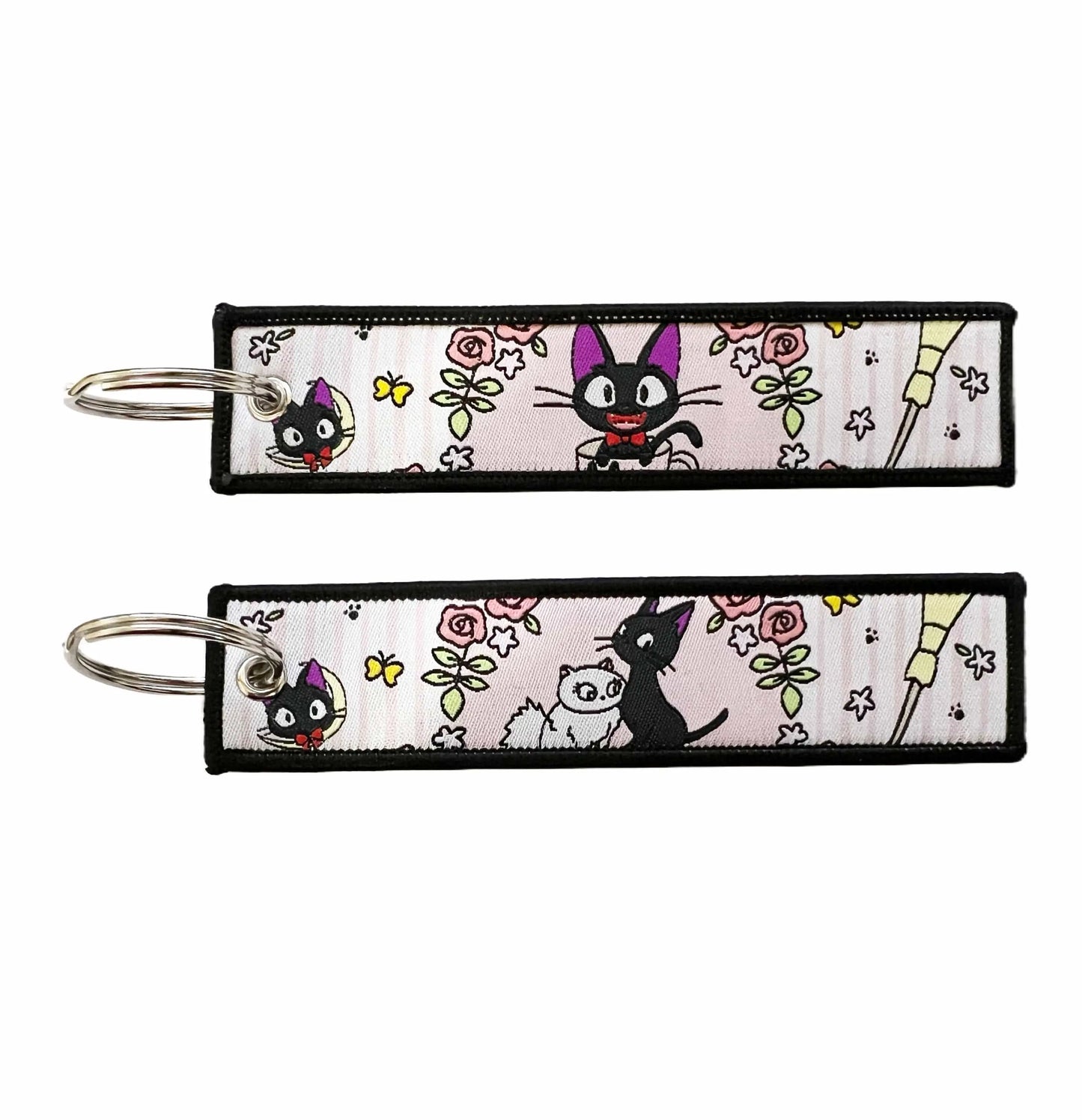 Studio Ghibli Kiki's Delivery Service Themed Set of One Embroidered Fabric Keychain and One Enamel Metal Pin Badge