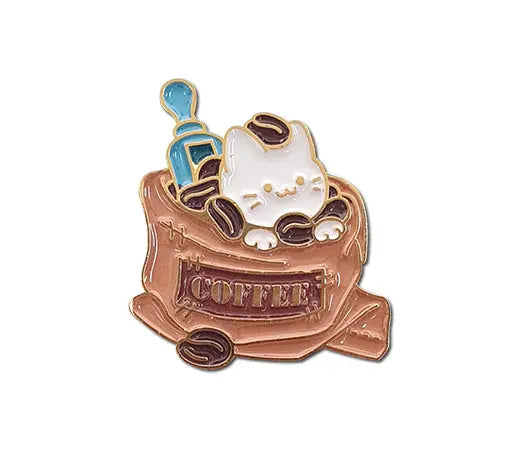Coffee Cat Enamel Pin Badge